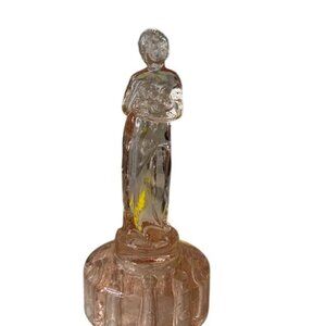 Vintage Pink Rose Glass Woman Figurine Statue Home Decor Collectible Art Sculptu